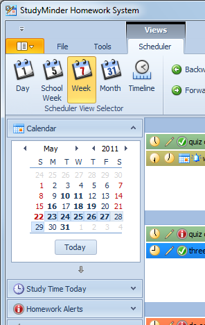 The StudyMinder calendar view