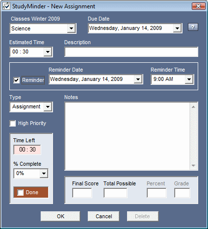 Assignment Window
