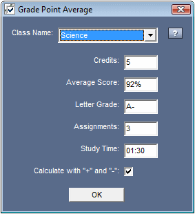 Class Schedule Window